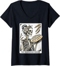 Womens Sourdough Bread Skeleton Tarot Card Homemaker Baking Art V-Neck Apparel | High Search Volume | Perfect Gift Idea