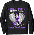 Cheetah Print Cute I Wear Purple For My Nana Lupus Awareness Long Sleeve Long Sleeve T Shirt Premium Print Hot Right Now