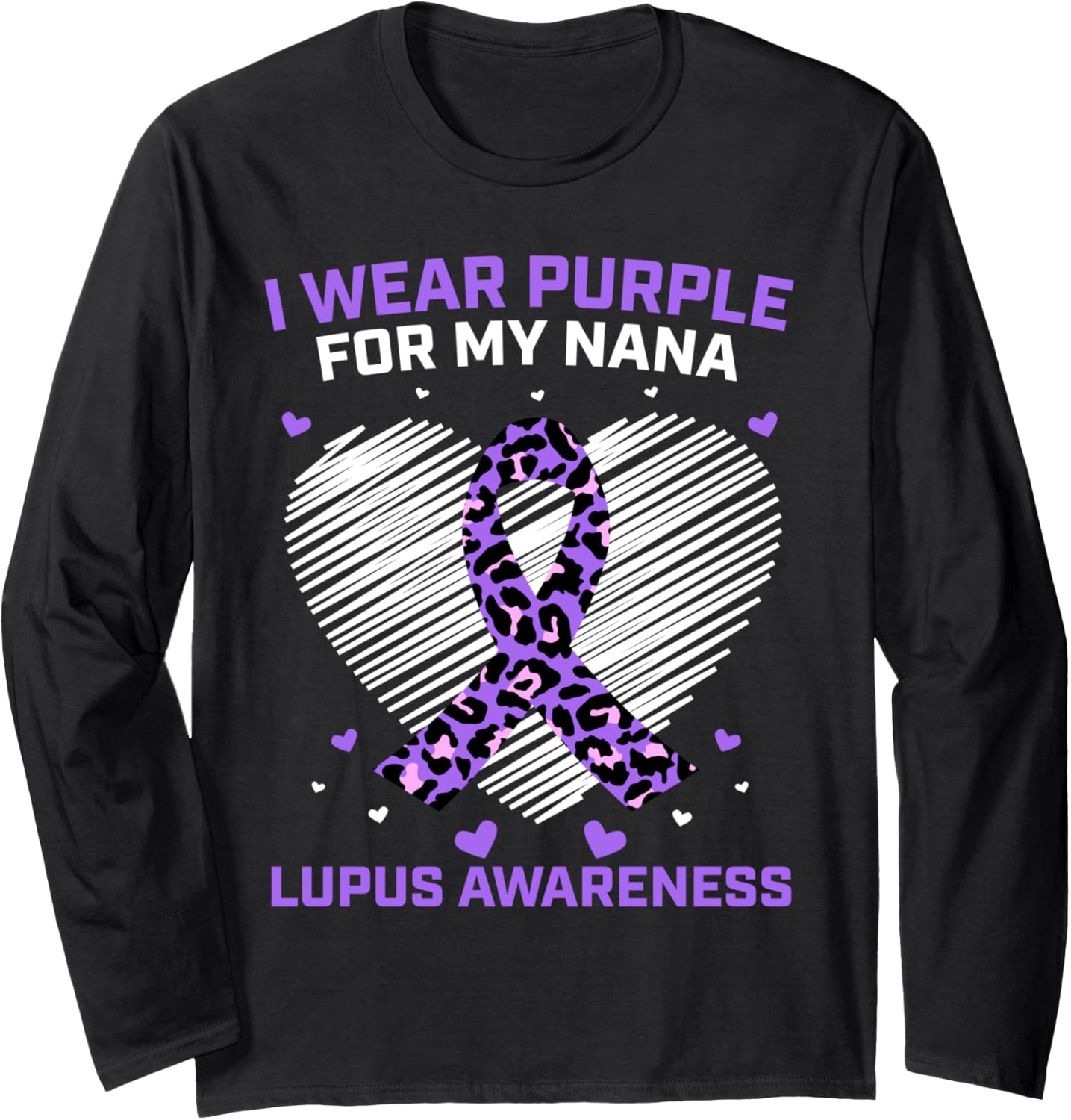 Cheetah Print Cute I Wear Purple For My Nana Lupus Awareness Long Sleeve Long Sleeve T Shirt Premium Print Hot Right Now