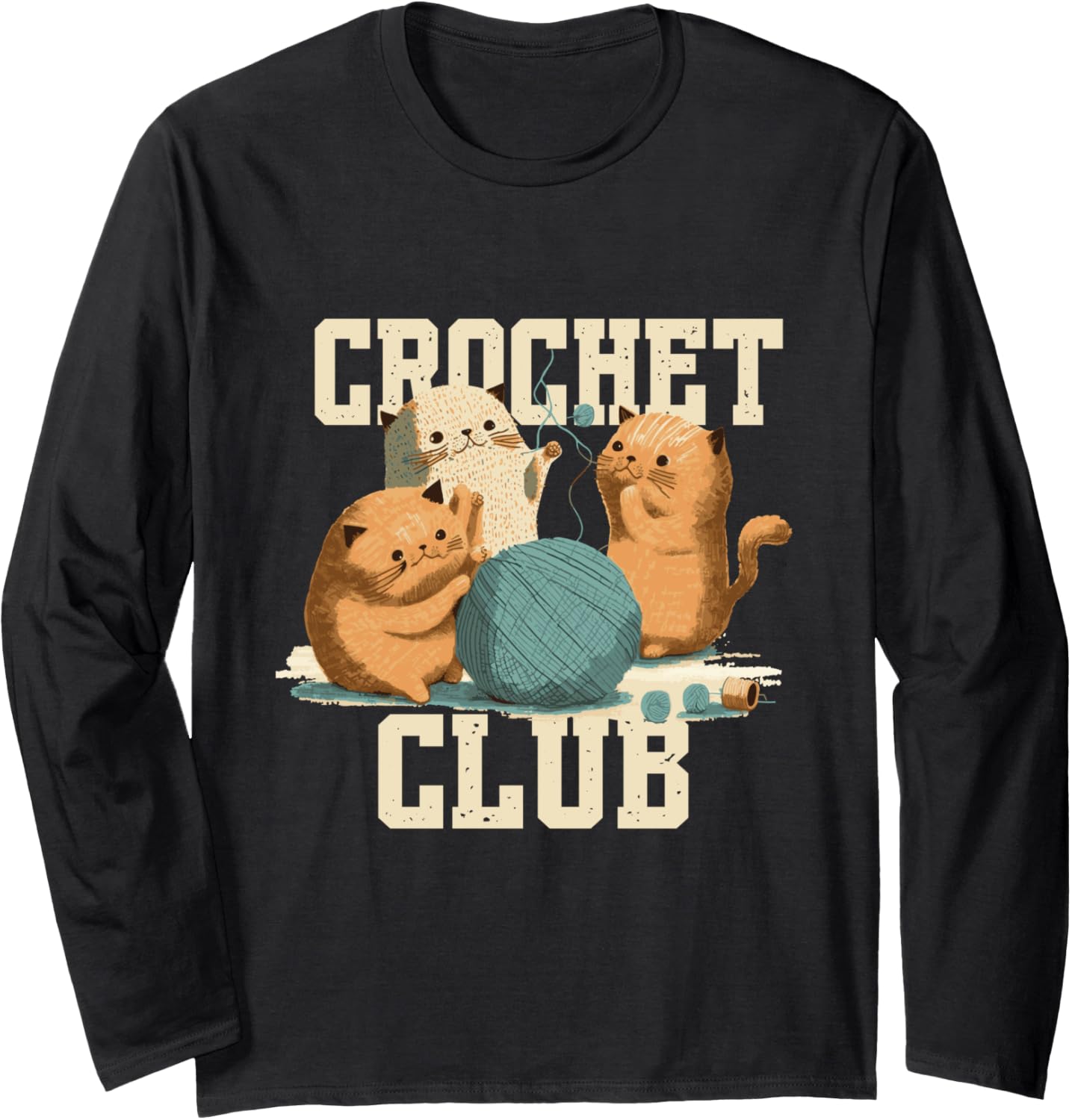 Funny Crochet Club Kittens Playing With Yarn Knitting Long Sleeve Yarn Supply | Trending 2025 | Customer Favorite