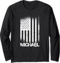 Birthday American Flag Michael American US Flag Long Sleeve Apparel | Everyday Casual Wear
