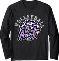 Leopard Cheetah Volleyball Purple Aunt Shirt Womens Trendy Long Sleeve Long Sleeve T Shirt Comfort Fit US Top Pick