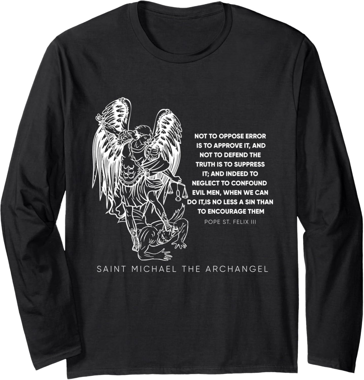 Religious Saint Michael Warrior Defender Illustration Long Sleeve Apparel | Perfect Gift Idea