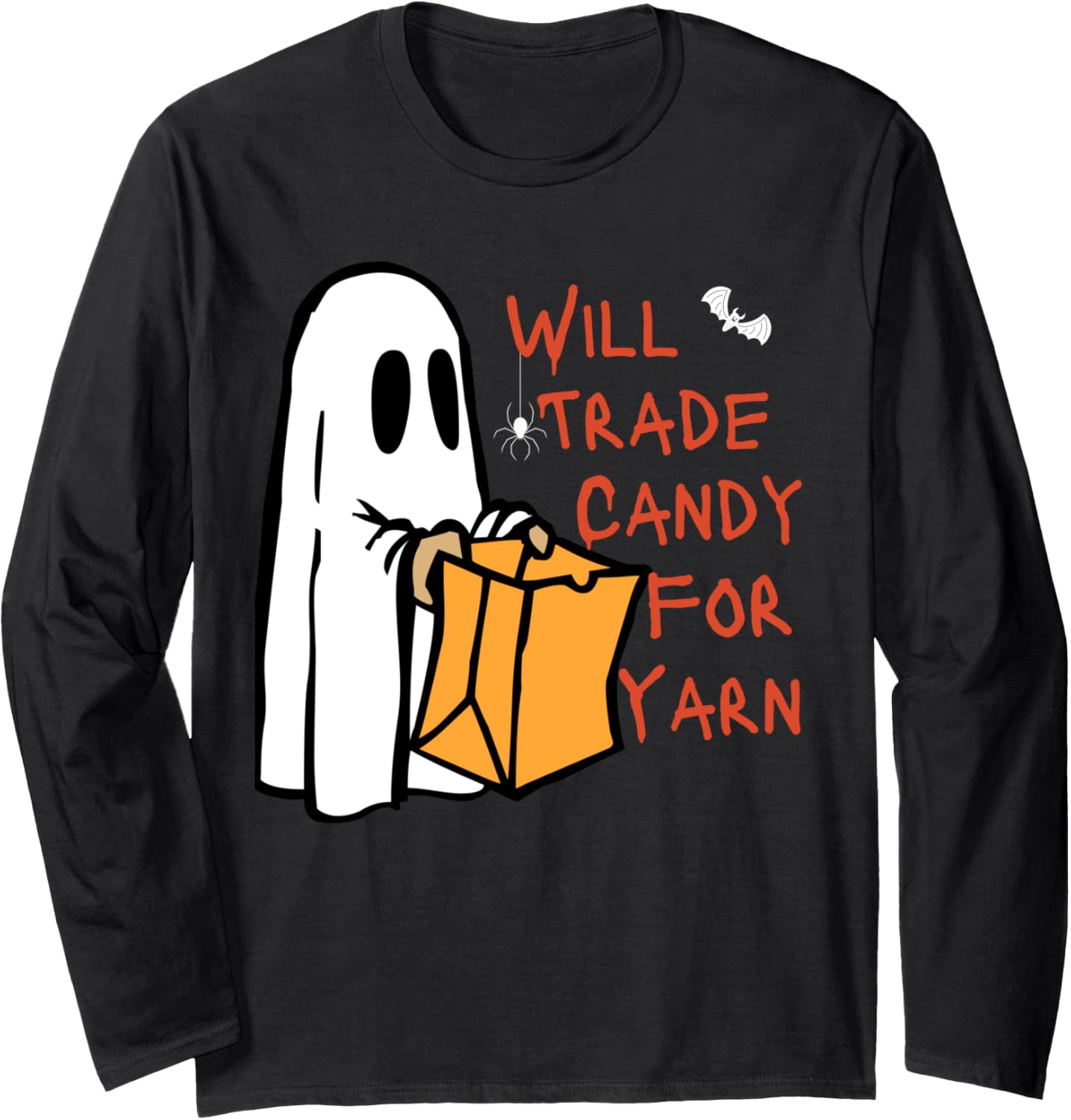 Ghost will trade candy for yarn halloween knitting Crochet Long Sleeve Yarn Supply | Trending 2025 | Best Seller Choice
