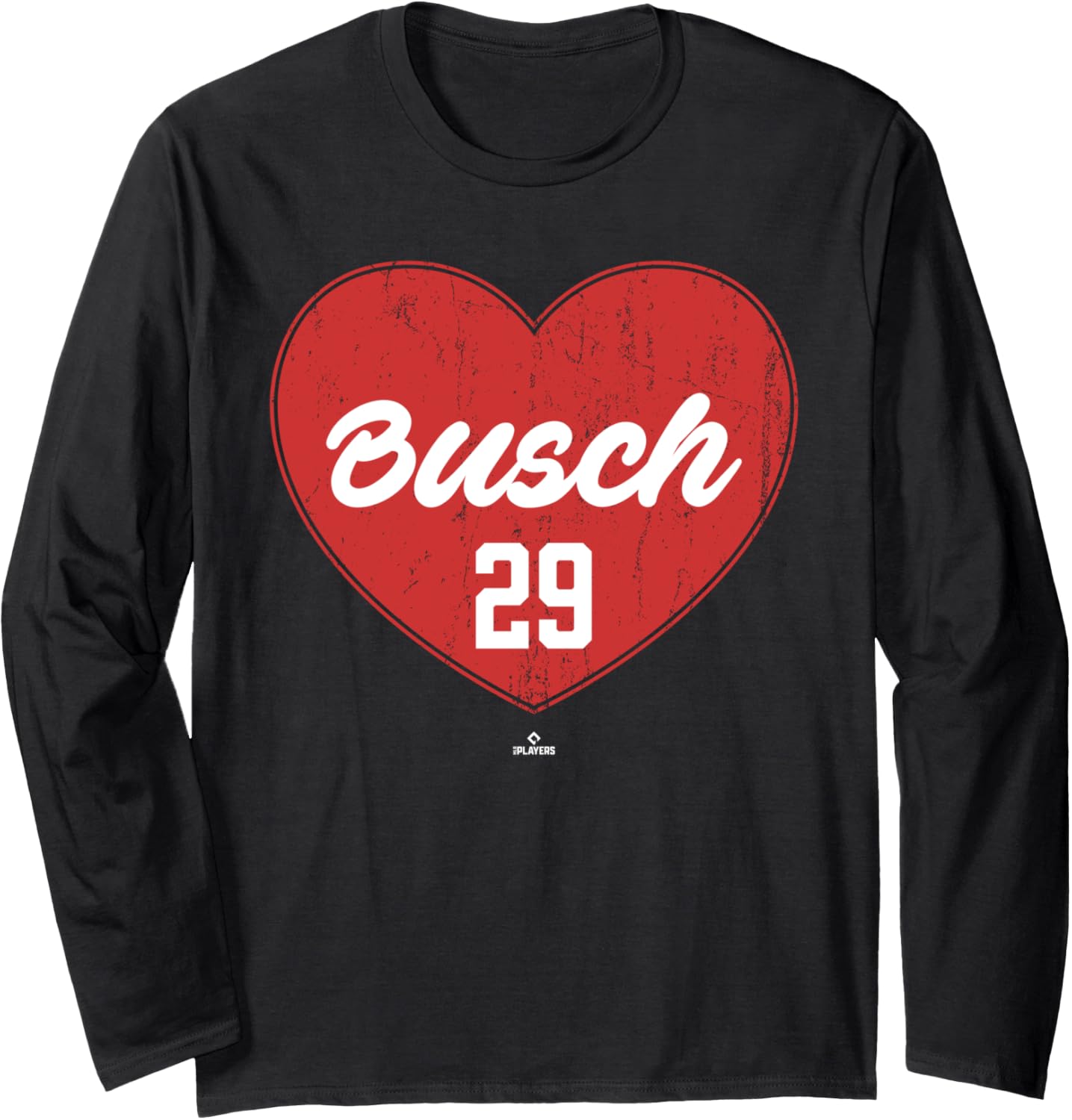 Distressed Heart Michael Busch Chicago Baseball MLBPA Long Sleeve Apparel | Viral Streetwear Style