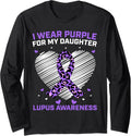I Wear Purple For My Daughter Lupus Awareness Cheetah Print Long Sleeve Long Sleeve T Shirt Premium Print US Top Pick