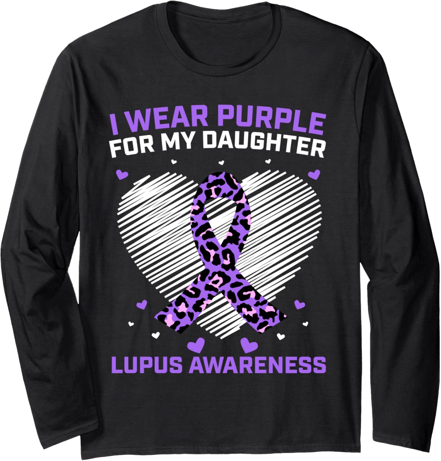 I Wear Purple For My Daughter Lupus Awareness Cheetah Print Long Sleeve Long Sleeve T Shirt Premium Print US Top Pick