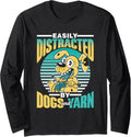 Easily Distracted By Dogs And Yarn Knit Knitter Knitting Long Sleeve Yarn Supply | Premium Quality | Customer Favorite