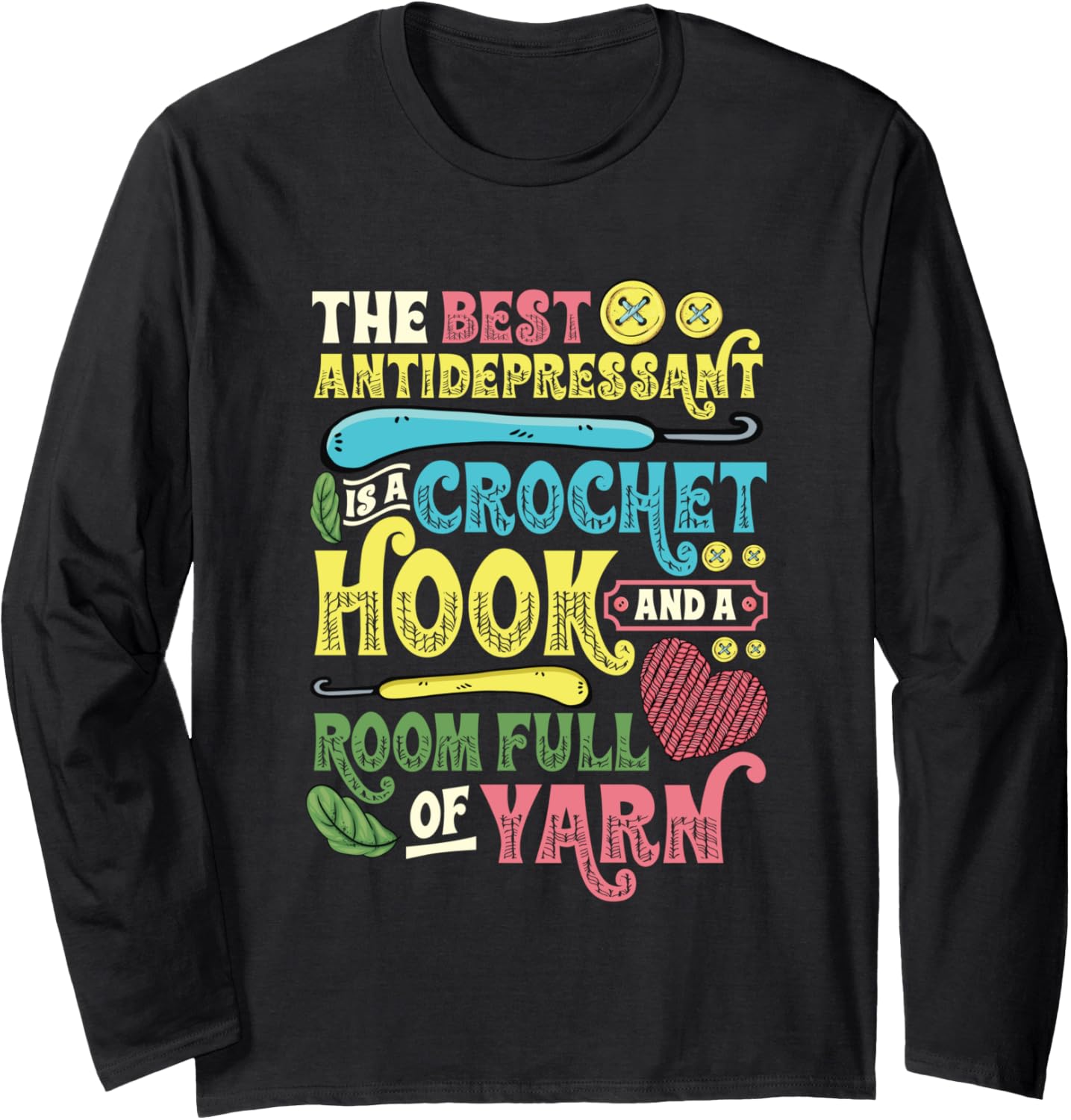 Crochet Hook And Room Full Of Yarn Crochet Long Sleeve Yarn Supply | Trending 2025 | Perfect for Crafters