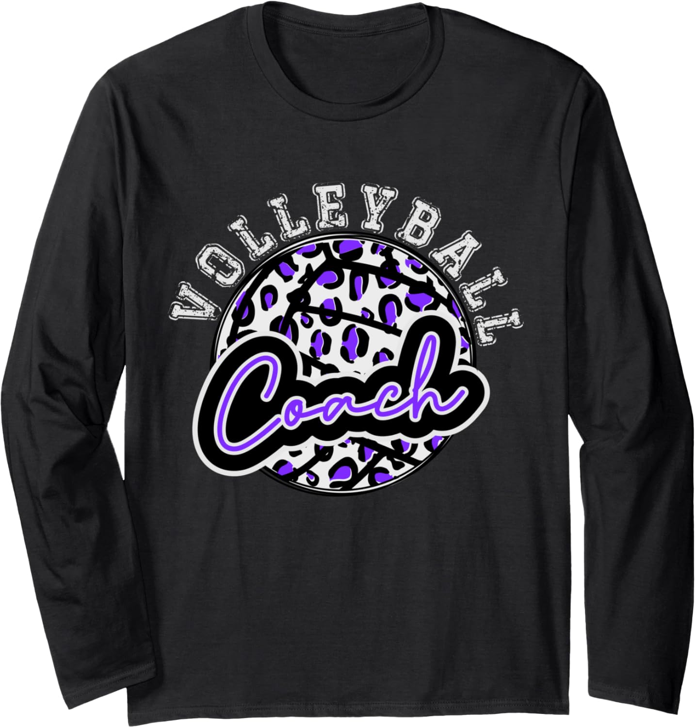 Leopard Cheetah Volleyball Purple Coach Shirt Womens Trendy Long Sleeve Long Sleeve T Shirt Viral TikTok Find Fan Favori