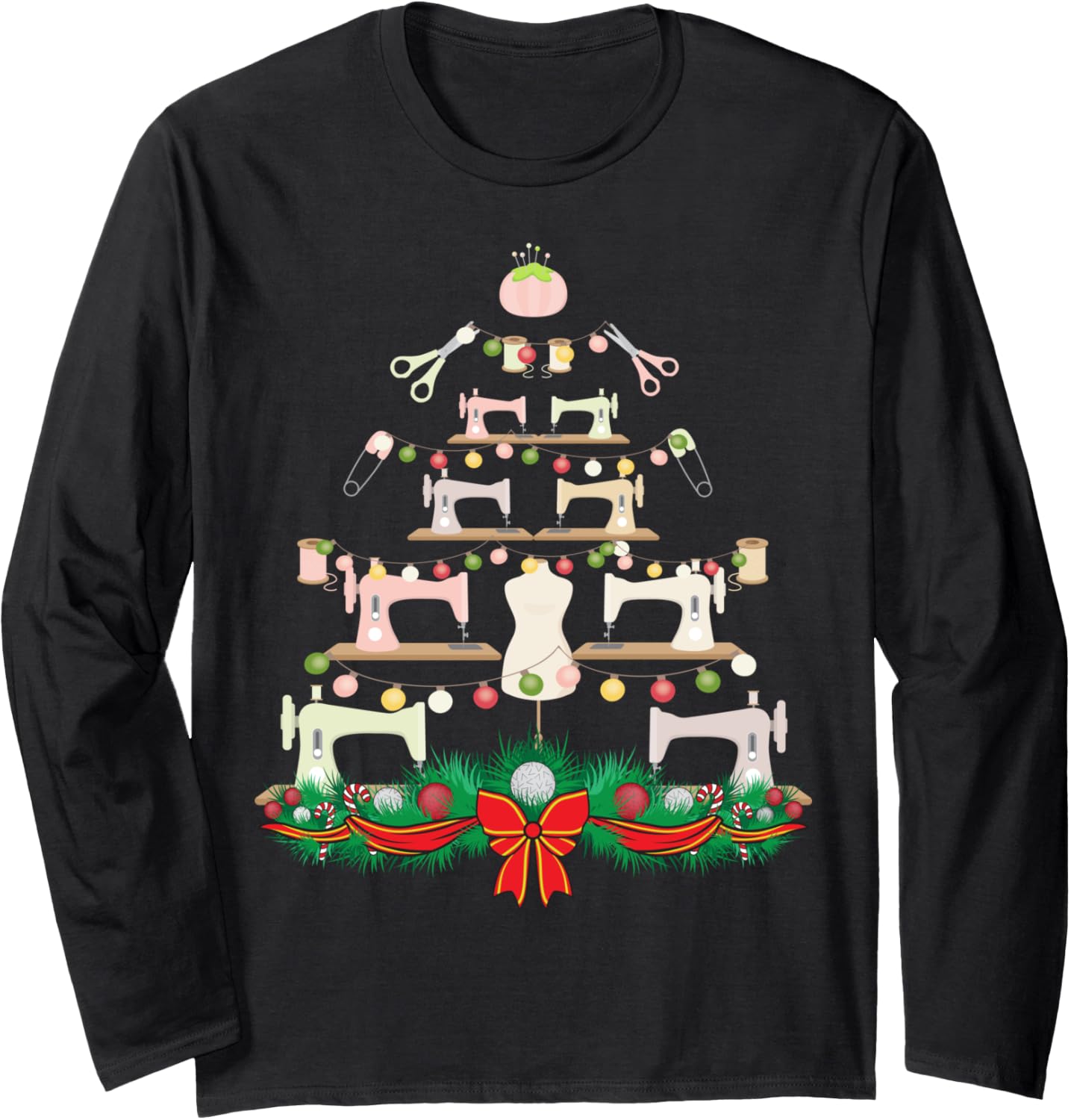 Christmas Sewing Lover Sew Quilting Quilter Xmas Tree Yarn Long Sleeve Yarn Supply | High Search Volume | Customer Fa...