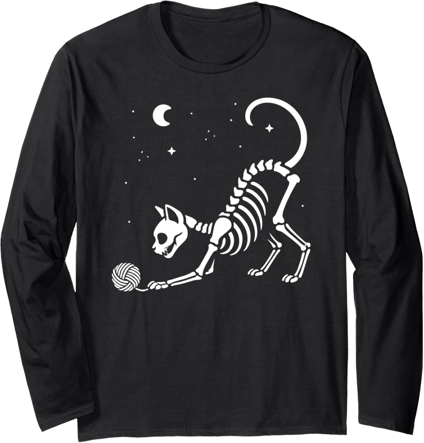 Cute Skeleton Cat Halloween Yarn Mom Dad Kids Long Sleeve Yarn Supply | High Search Volume | Perfect for Crafters