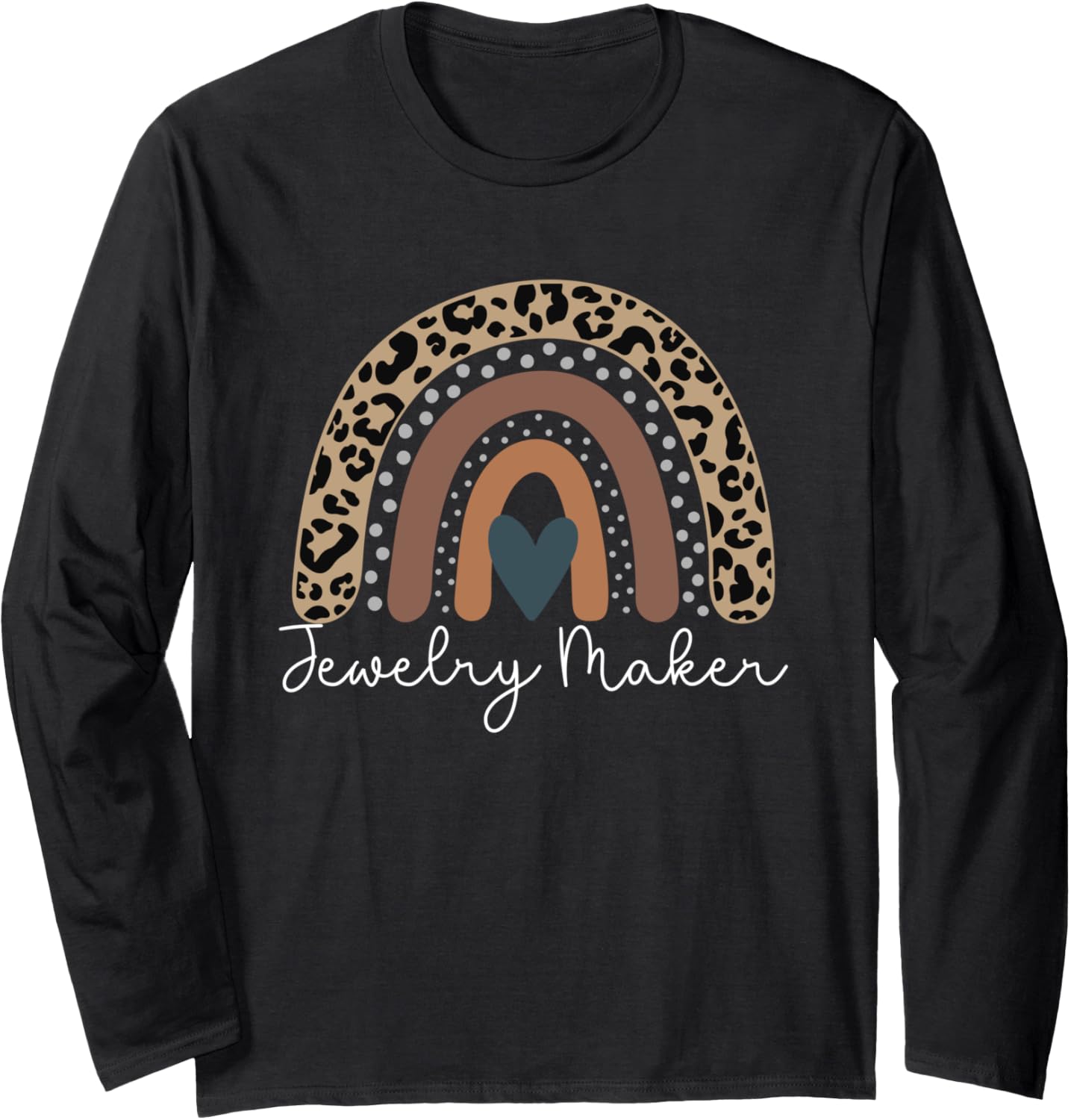 Cute Design Leopard Boho Rainbow for Jewelry Maker Squad Long Sleeve Apparel | Best Seller Pick | Comfort Daily Wear