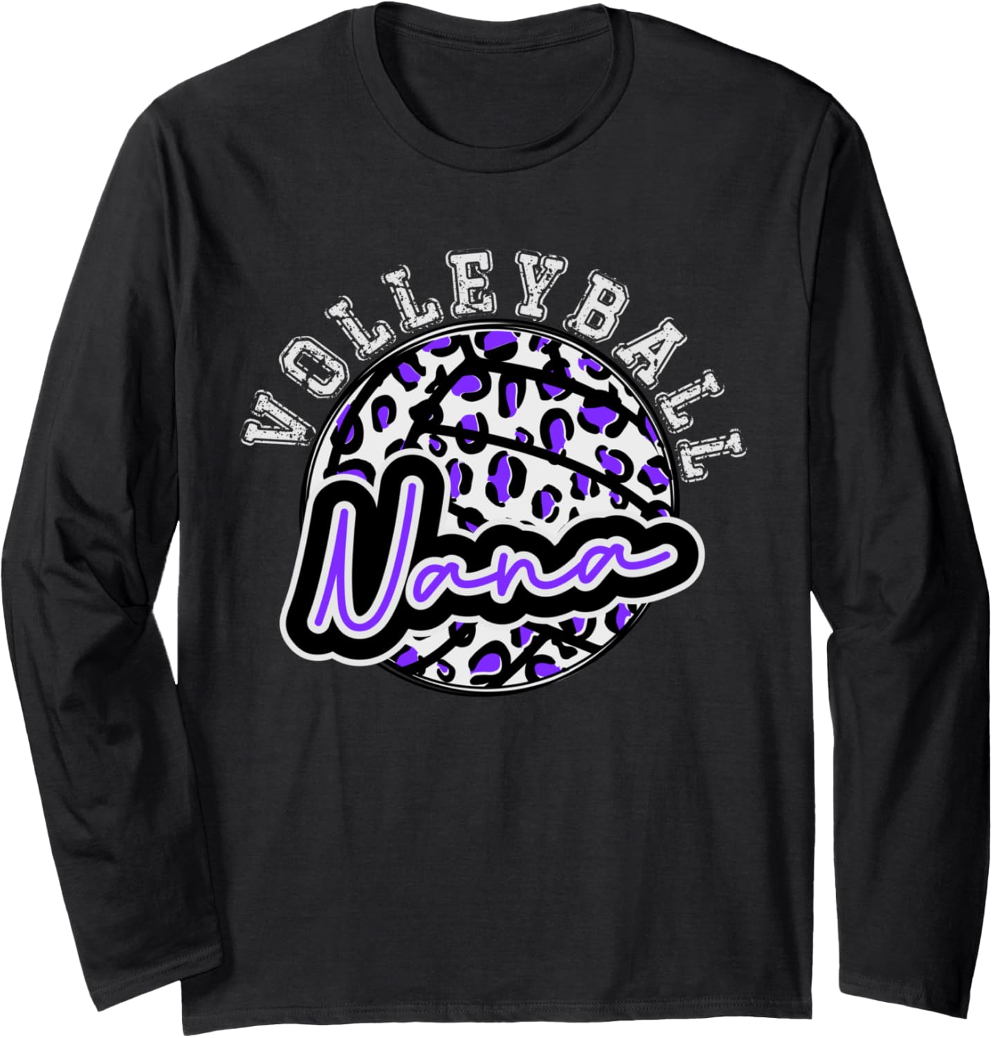 Leopard Cheetah Volleyball Purple Nana Shirt Womens Trendy Long Sleeve Long Sleeve T Shirt Trending US Fan Favorite