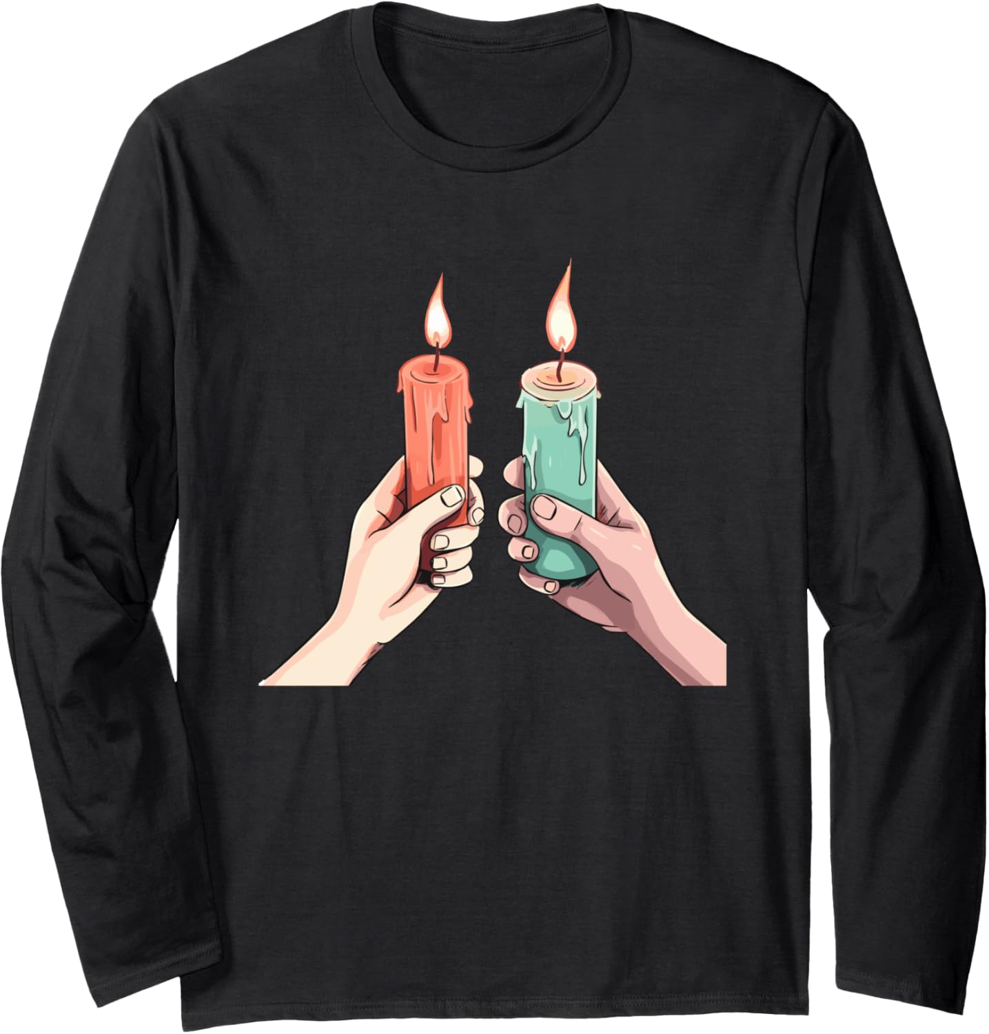 Hand Holding Hand Dipped Candles - Candle Maker Long Sleeve Apparel | Best Seller Pick | Comfort Daily Wear