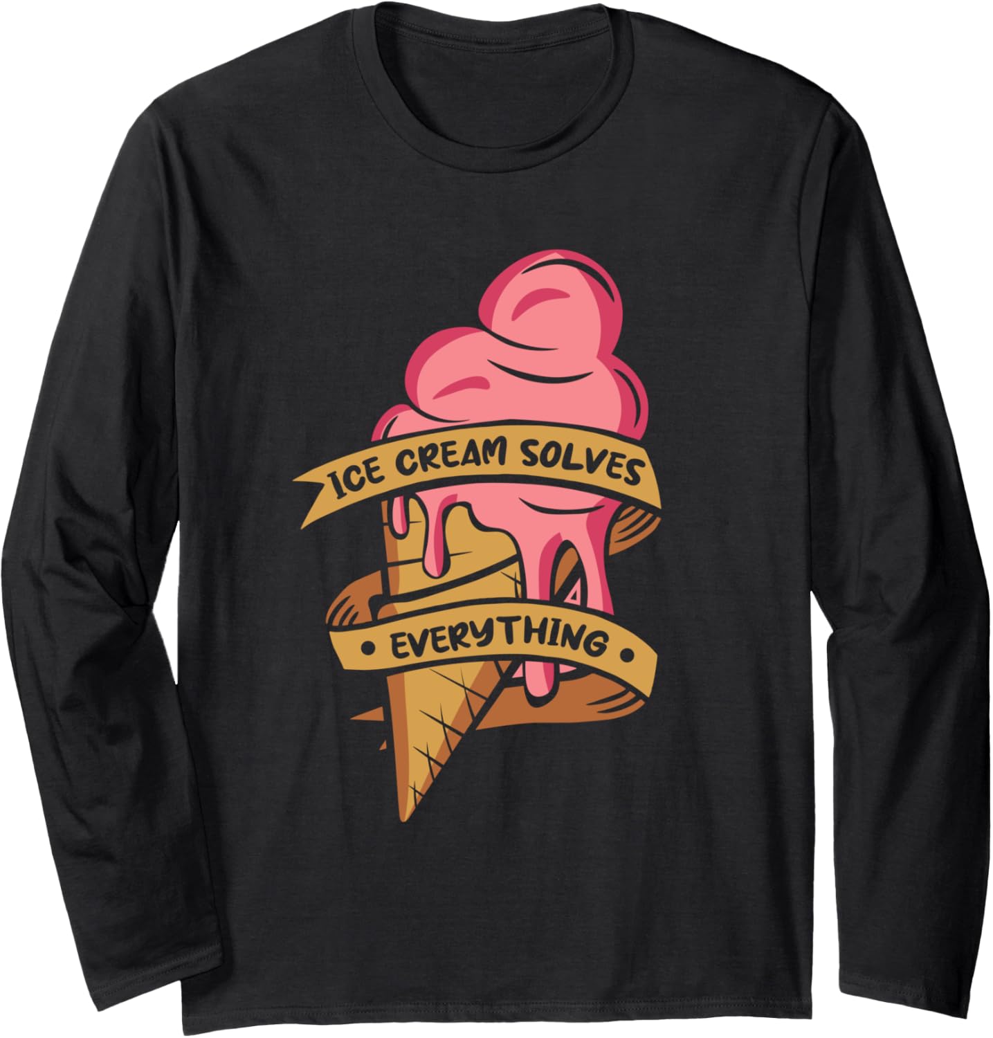 Ice Cream Solves Everything Gelato Maker Lover Ice Cream Long Sleeve Apparel | Best Seller Pick | Aesthetic Fit