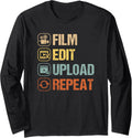 Film Edit Repeat Cinematographers Movie Maker Filmmaker Long Sleeve Apparel | Best Seller Pick | Perfect Gift Idea