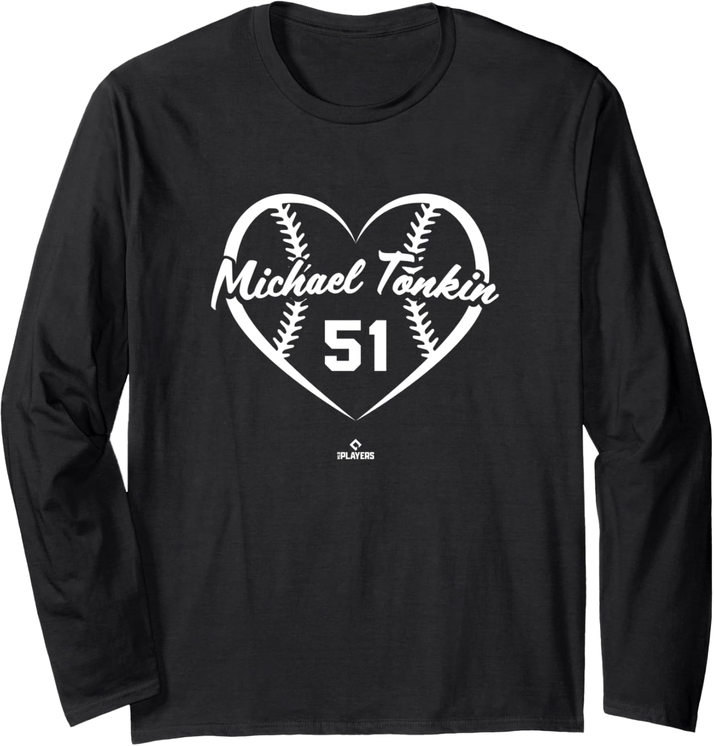 Baseball Heart Number Michael Tonkin Atlanta MLBPA Long Sleeve Apparel | Everyday Casual Wear