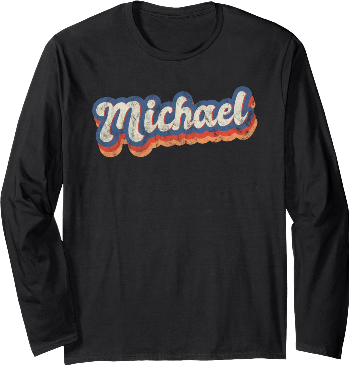 Michael Personalized Name Shirt Custom Lettering 70's Long Sleeve T-Shirt | Perfect Gift Idea