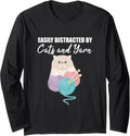 Cat Lover Crocheting Easily Distracted By Cats And Yarn Long Sleeve Yarn Supply | Viral US Pick | Customer Favorite