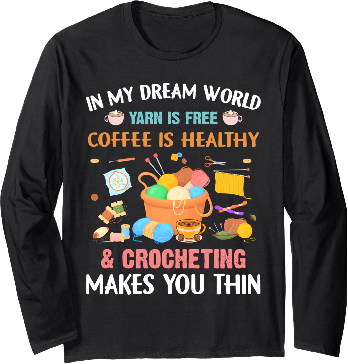 Funny Crochet Yarn Coffee Lover Knitting Collecting Yarn Long Sleeve Yarn Supply | High Search Volume | High CTR Title