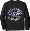 Leopard Cheetah Volleyball Purple Nanny Shirt Womens Trendy Long Sleeve Long Sleeve T Shirt Viral TikTok Find Fan Favori