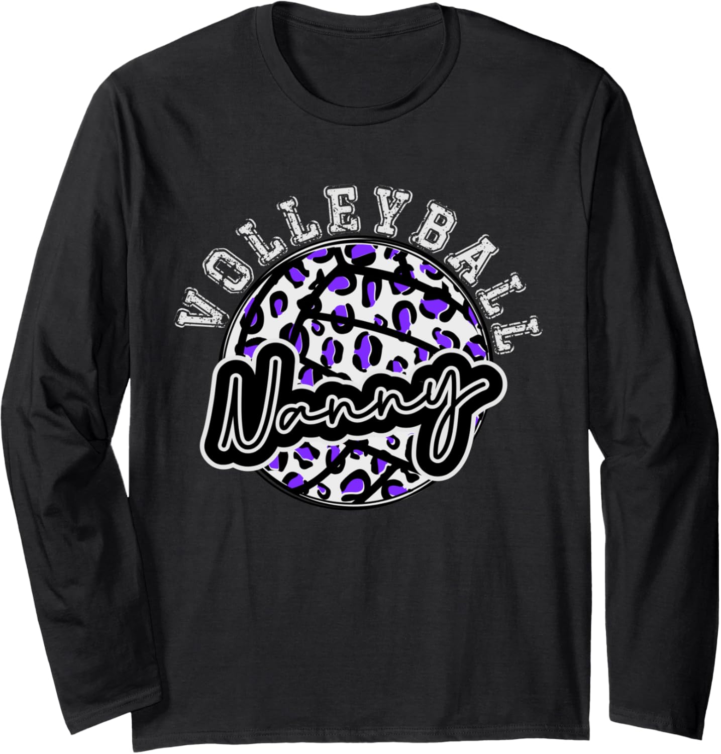 Leopard Cheetah Volleyball Purple Nanny Shirt Womens Trendy Long Sleeve Long Sleeve T Shirt Viral TikTok Find Fan Favori
