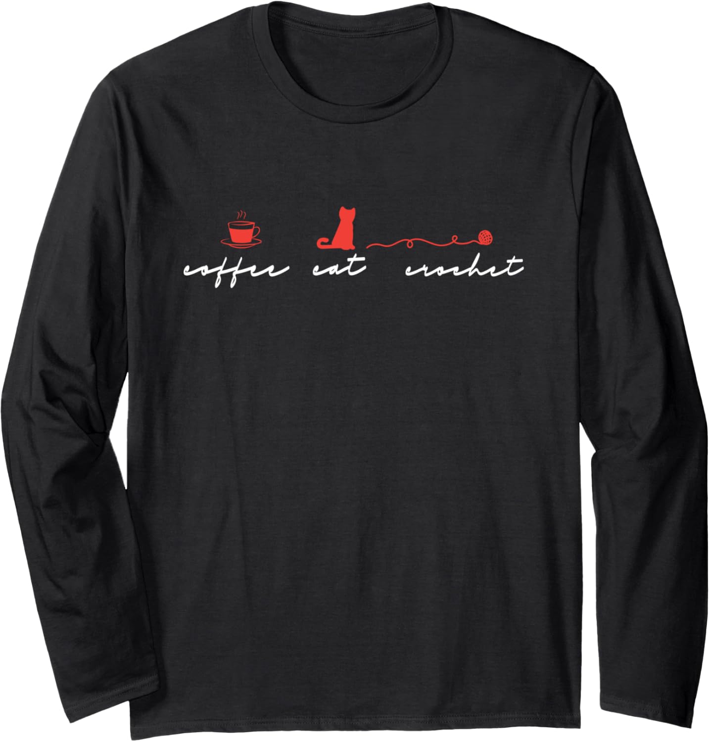 Coffee Cat Crochet Yarn Knitting Crocheting Cats Lover Long Sleeve Yarn Supply | Trending 2025 | Perfect for Crafters
