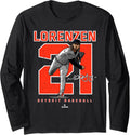 Number and Portrait Michael Lorenzen Detroit MLBPA Long Sleeve Apparel | Viral Streetwear Style