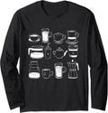 Retro Vintage Coffee Mug Pot Coffeemaker Barista Caffeinated Long Sleeve Apparel | Best Seller Pick | Must-Have Style