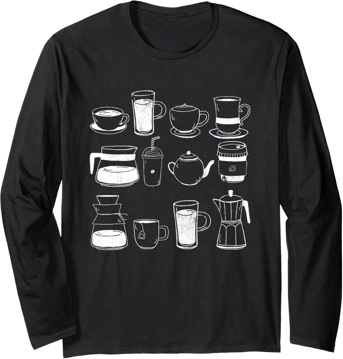 Retro Vintage Coffee Mug Pot Coffeemaker Barista Caffeinated Long Sleeve Apparel | Best Seller Pick | Must-Have Style
