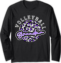Leopard Cheetah Volleyball Purple Grandma Shirt Women Trendy Long Sleeve Long Sleeve T Shirt Trending US Everyday Wear