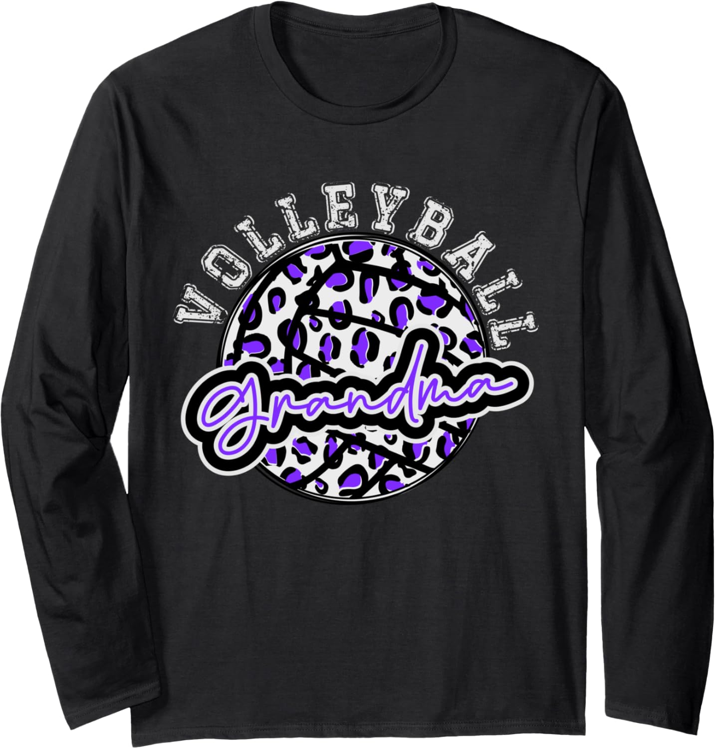 Leopard Cheetah Volleyball Purple Grandma Shirt Women Trendy Long Sleeve Long Sleeve T Shirt Trending US Everyday Wear