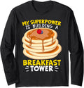 Building A Breakfast Tower Pancake Maker Food Lover Long Sleeve Apparel | Premium Quality | Must-Have Style