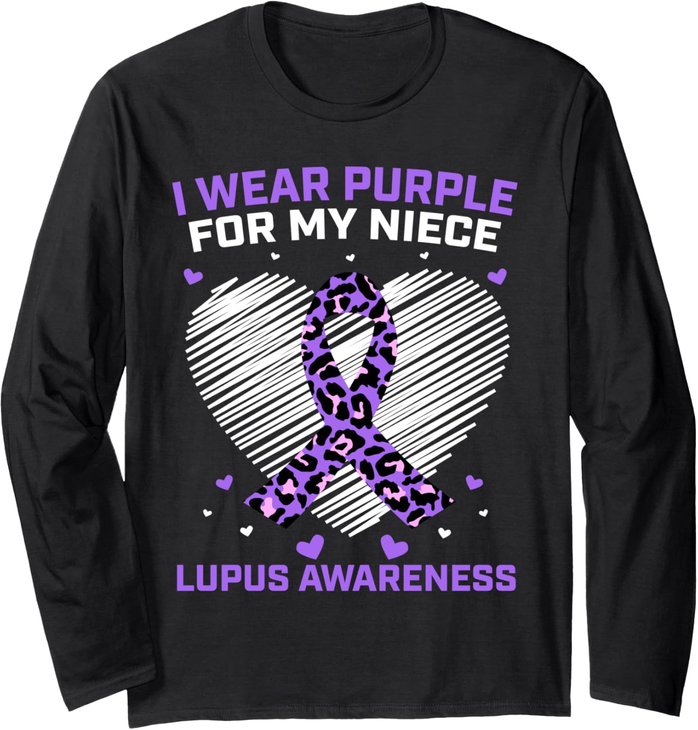 Cute I Wear Purple For Niece Lupus Awareness Cheetah Print Long Sleeve Long Sleeve T Shirt Premium Print Fan Favorite