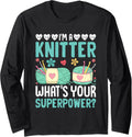 Funny Knitter Superpower Humor Yarn Design Long Sleeve Yarn Supply | High Search Volume | Perfect for Crafters