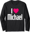 I Love Michael Pink Heart I Heart Michael Long Sleeve Apparel | Everyday Casual Wear
