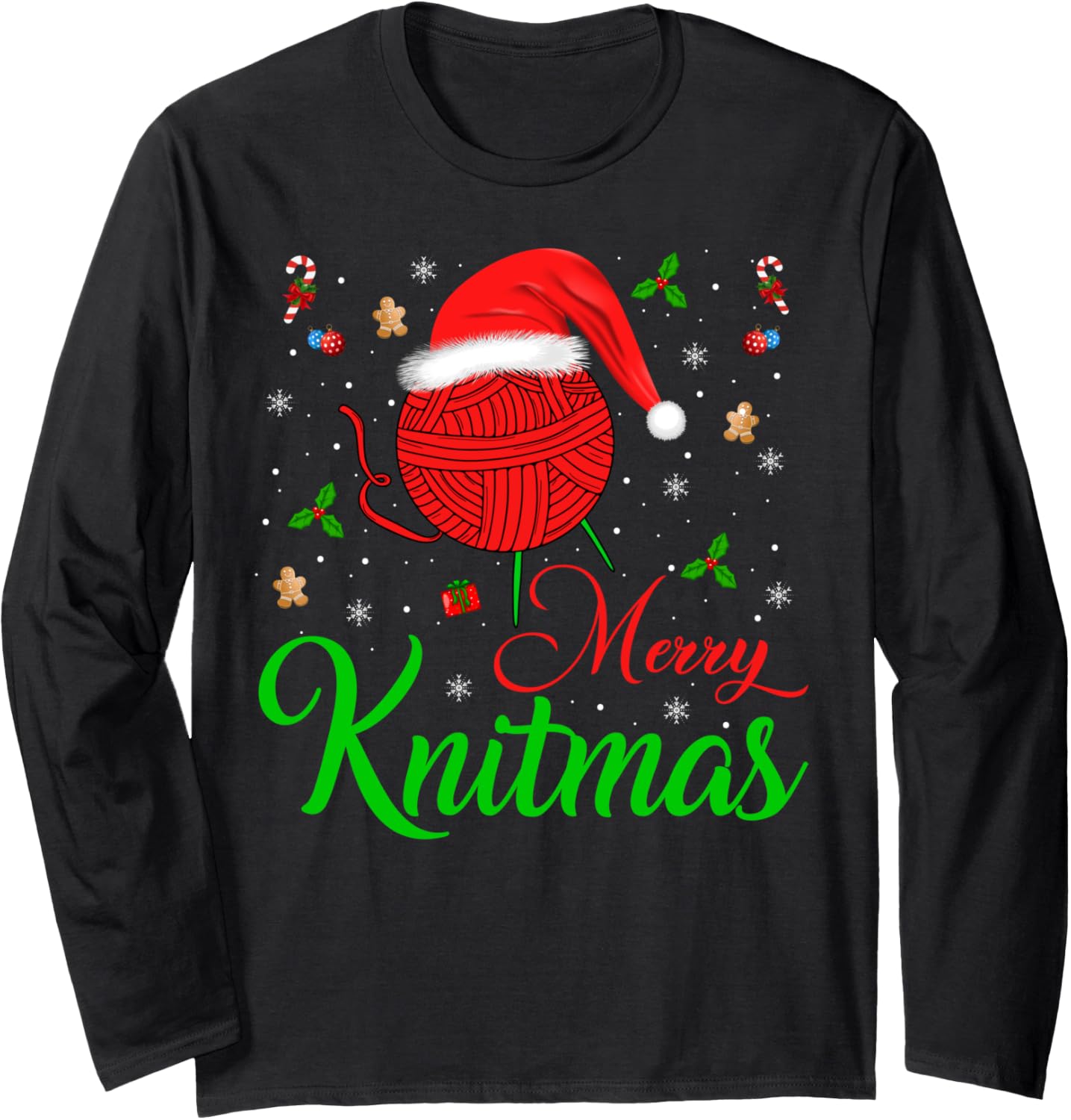Merry Knitmas Xmas Holiday Santa Hat Knitting Yarn Christmas Long Sleeve Yarn Supply | Trending 2025 | High CTR Title