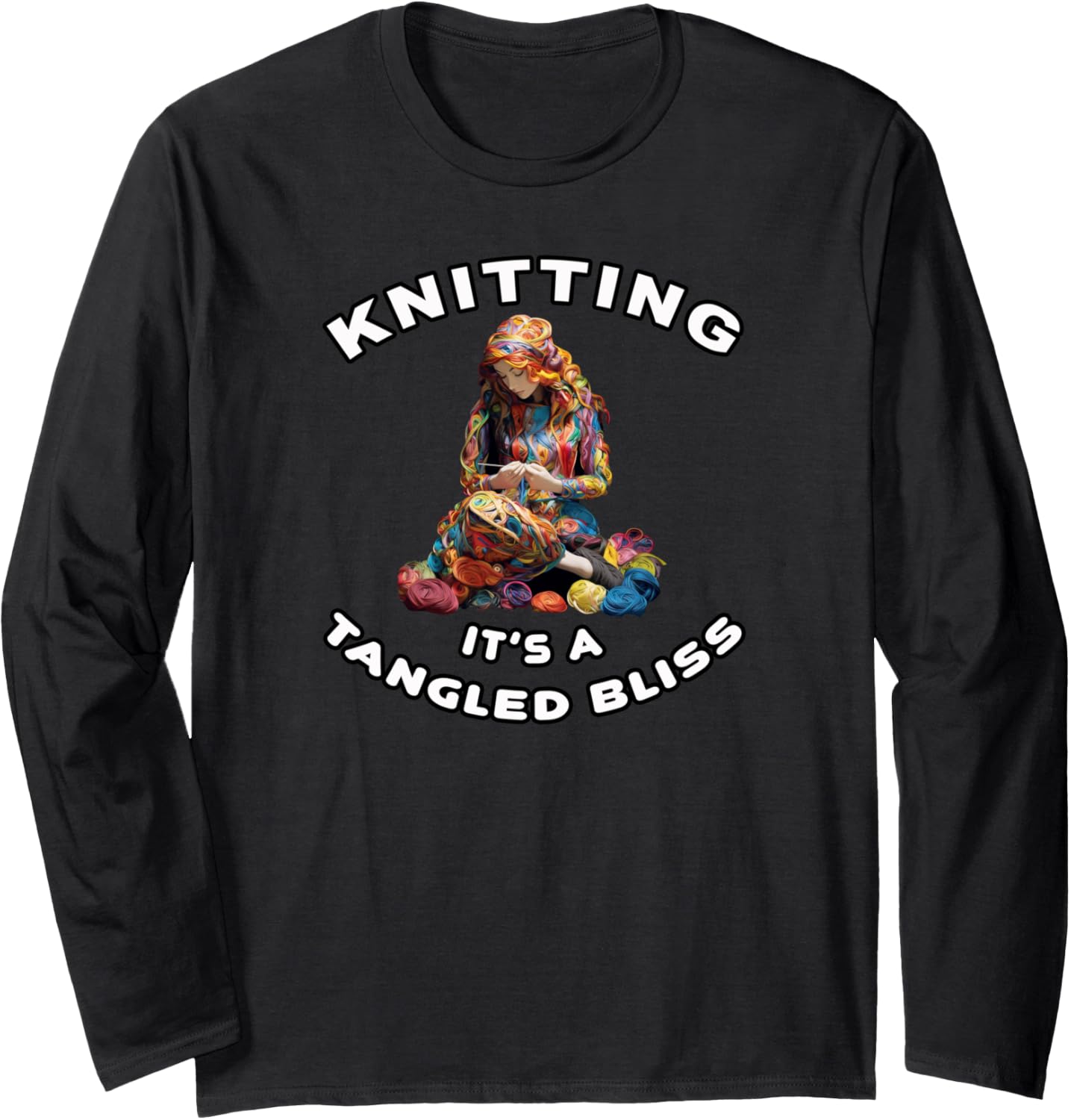 Knitting It's a Tangled Bliss Apparel - Embrace the Yarn Long Sleeve Yarn Supply | Top Rated | Customer Favorite
