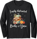 Funny Yarn Quote Easily Distracted by Books and Yarn Reader Long Sleeve Yarn Supply | Viral US Pick | High CTR Title