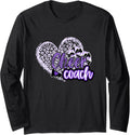 Cheer Coach Shirt Megaphone Purple Leopard Cheetah Print Long Sleeve Long Sleeve T Shirt High Search Demand Fan Favorite
