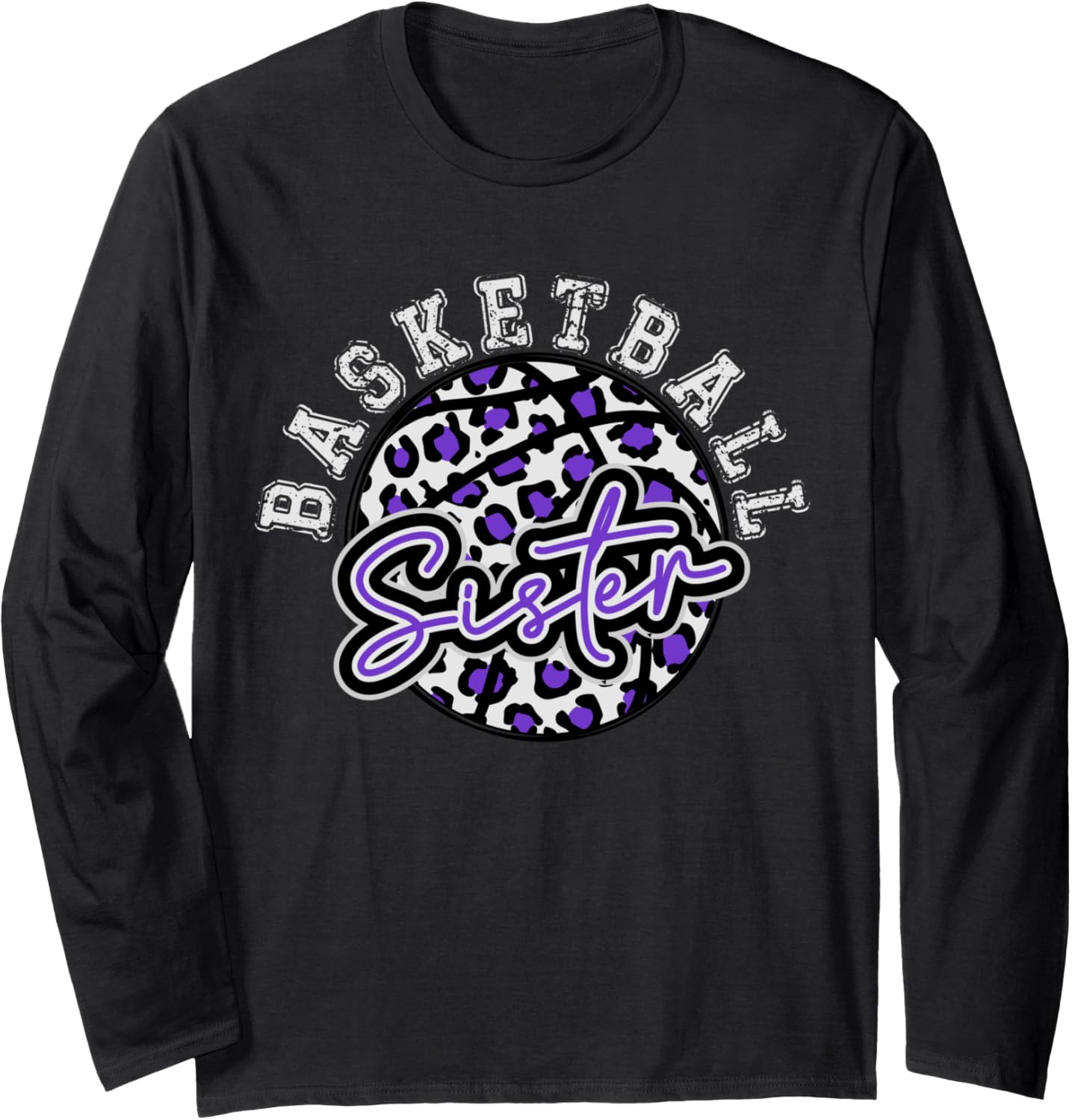 Leopard Cheetah Basketball Sister Purple Trendy Spirit Long Sleeve Long Sleeve T Shirt Premium Print US Top Pick