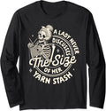 Knitting Lover A Lady Never Discusses Size Of Her Yarn Stash Long Sleeve Yarn Supply | Premium Quality | Customer Fav...