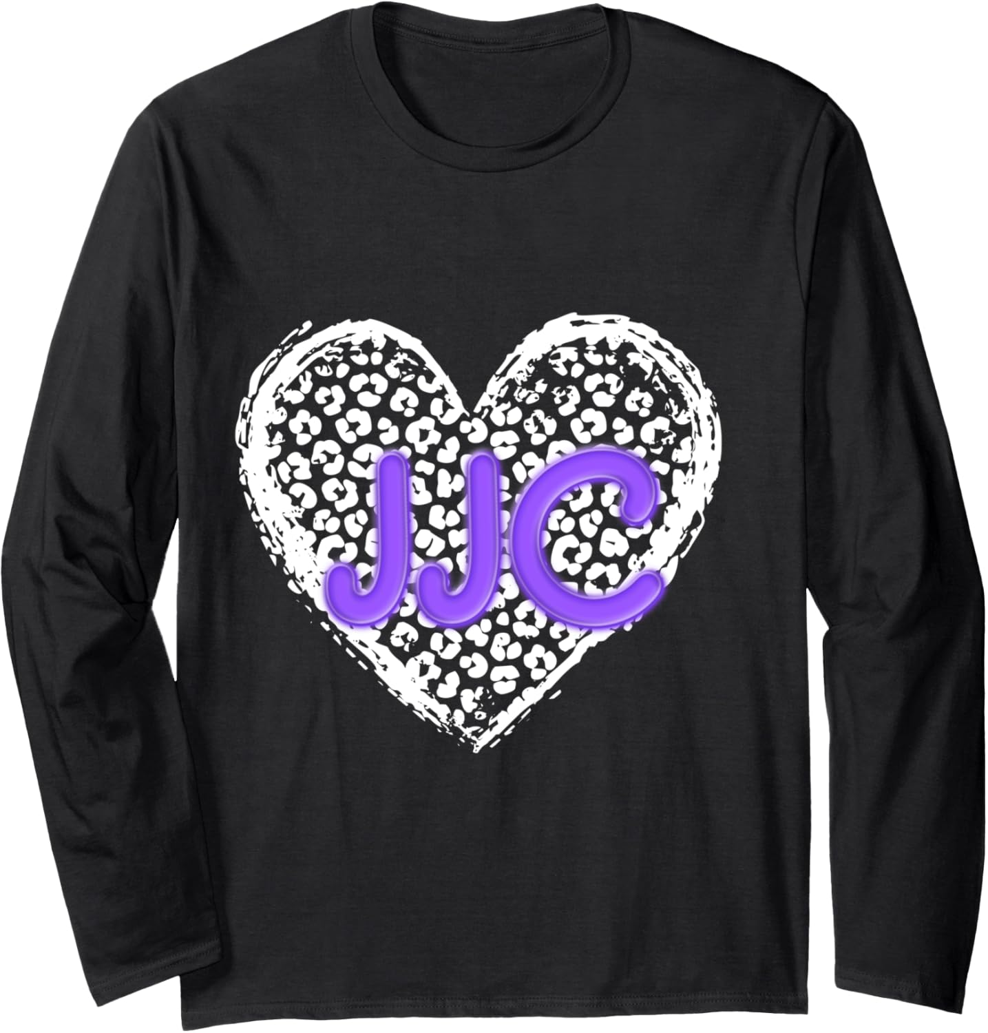 JJC Purple Initials Leopard Cheetah Heart Trendy Womens Long Sleeve Long Sleeve T Shirt Premium Print Hot Right Now
