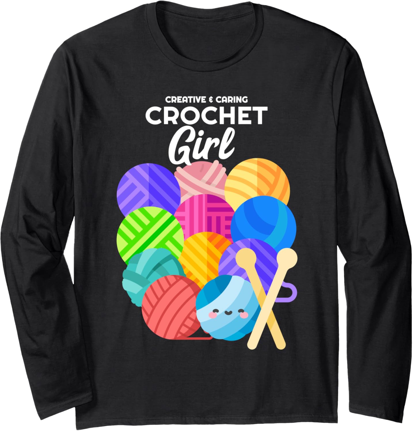Crochet Girl Hobby Crocheter Knitter Balls of Yarn Long Sleeve Yarn Supply | Top Rated | Customer Favorite