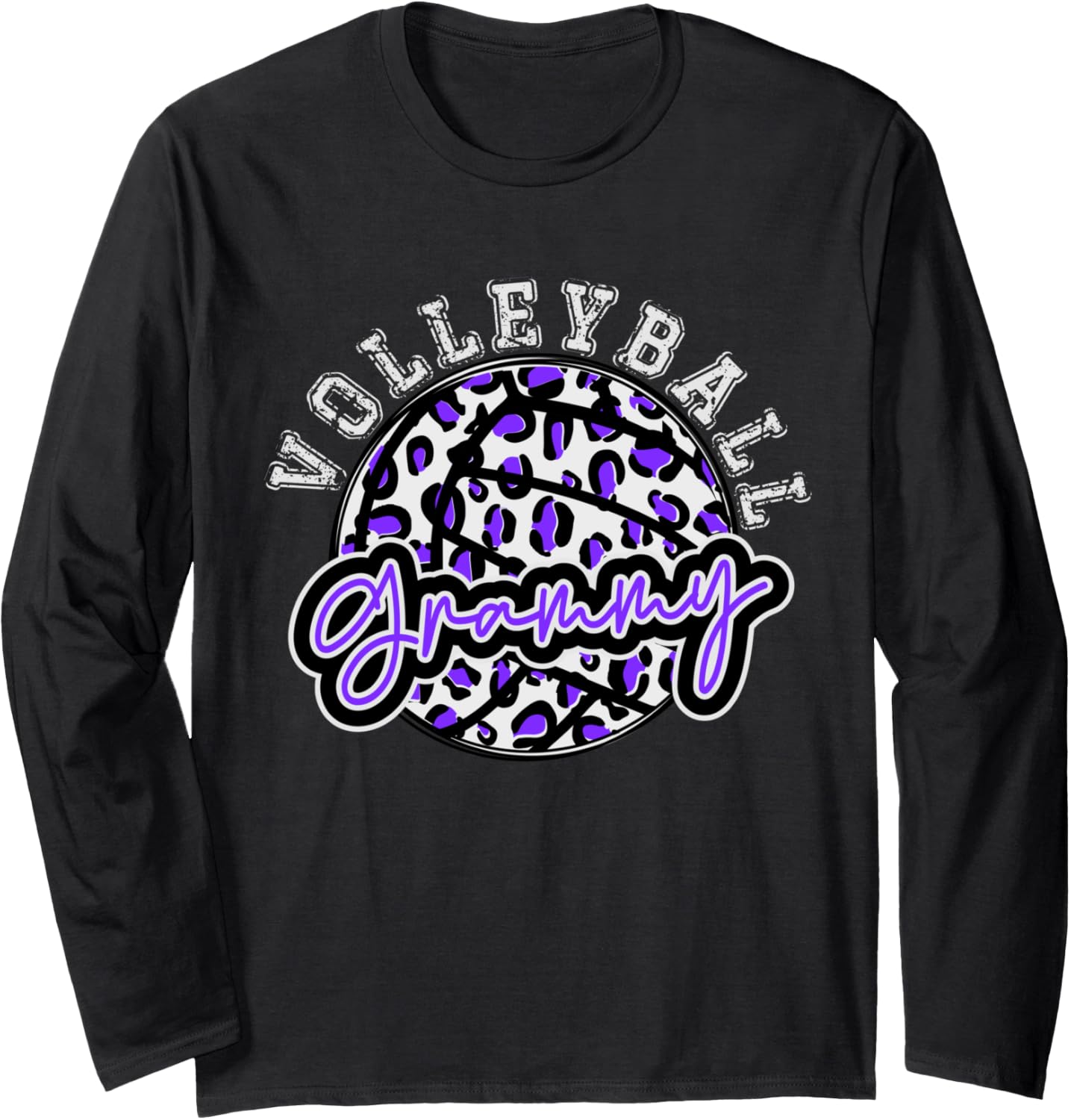 Leopard Cheetah Volleyball Purple Grammy Shirt Womens Trendy Long Sleeve Long Sleeve T Shirt High Search Demand Fan Favo