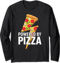 Powered by Pizza Shirt Men Women Kids Pizza Lover Maker Long Sleeve T-Shirt | Trending 2025 | Aesthetic Fit