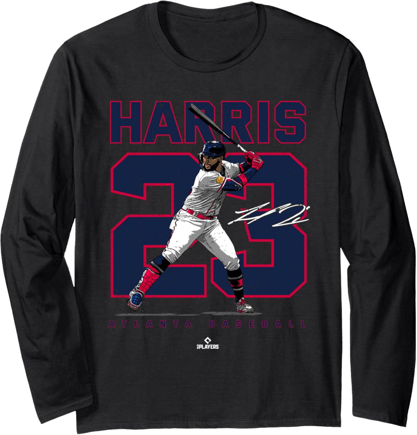 Number and Portrait Michael Harris Atlanta MLBPA Long Sleeve Apparel | Everyday Casual Wear