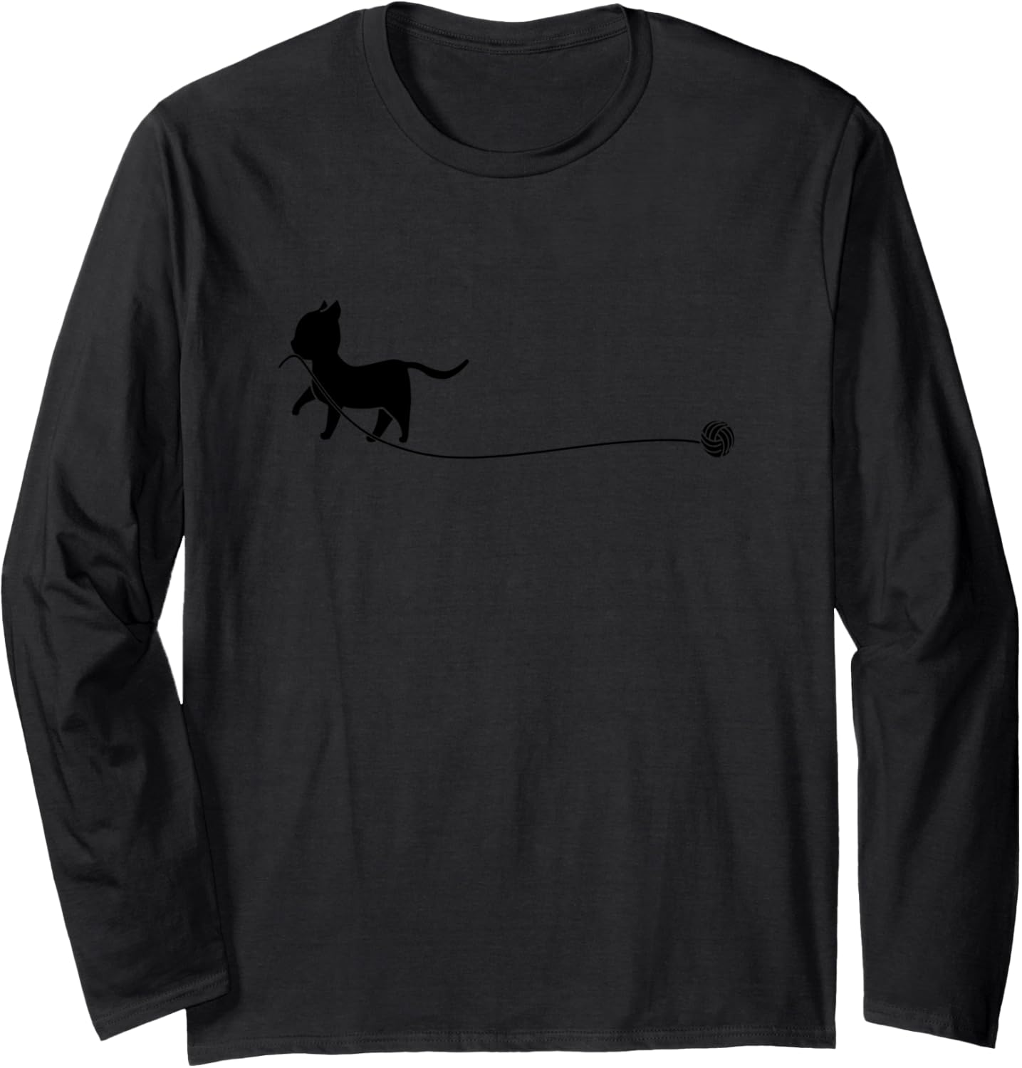 Black Kitten with yarn Long Sleeve Yarn Supply | High Search Volume | Perfect for Crafters
