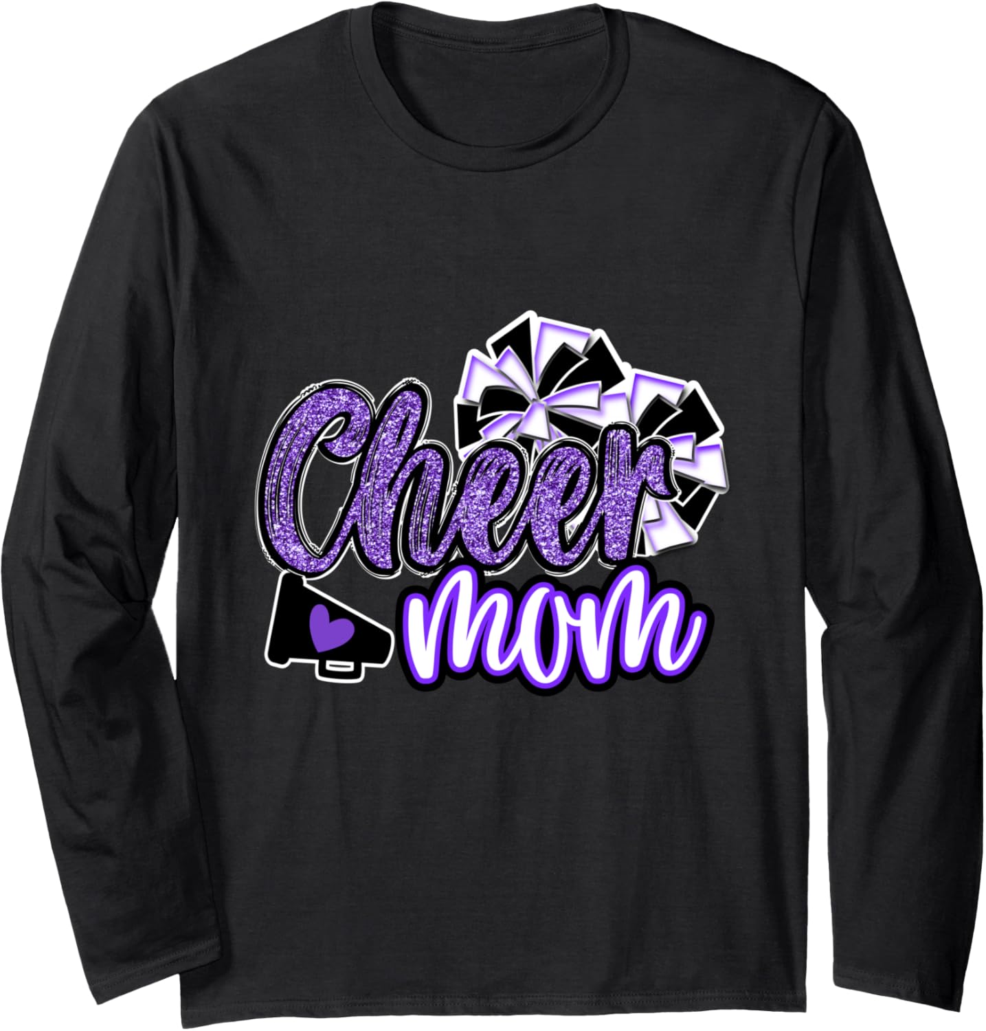 Cheer Mom Shirt Megaphone Purple Leopard Cheetah Print Long Sleeve Long Sleeve T Shirt Premium Print Gift Ready